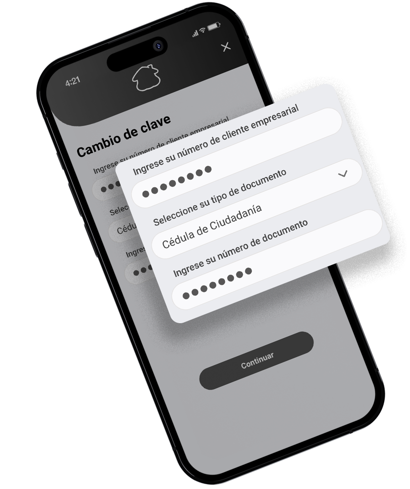 Ingrese su número de cliente, documento y dé clic en «Continuar».