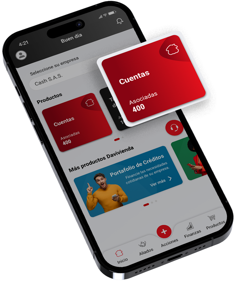 Ingrese a la App Davivienda Empresas y seleccione el producto que desea consultar.